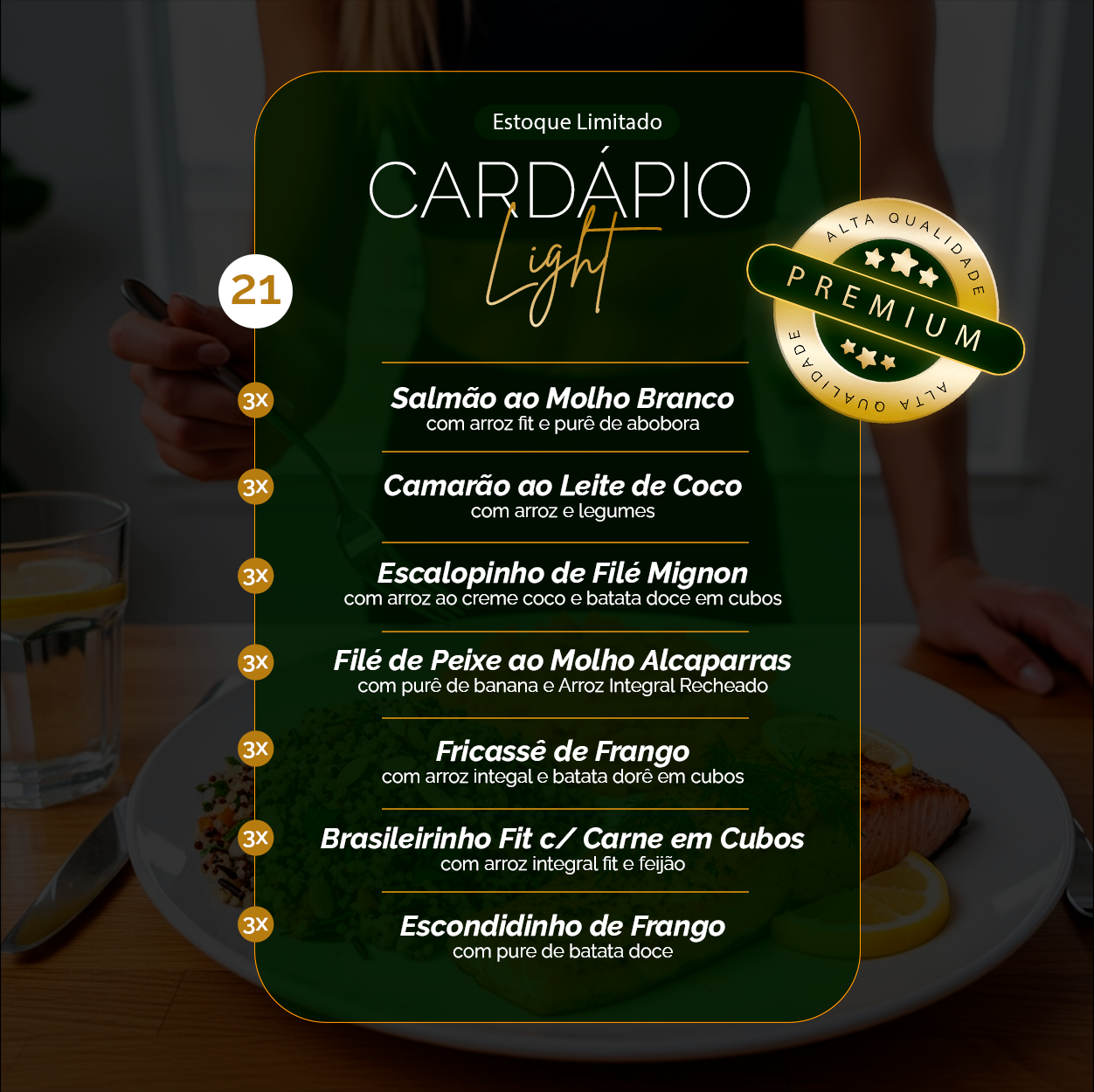 Kit Marmitas Fitness Almoço Premium Emagrecimento 21 DIas