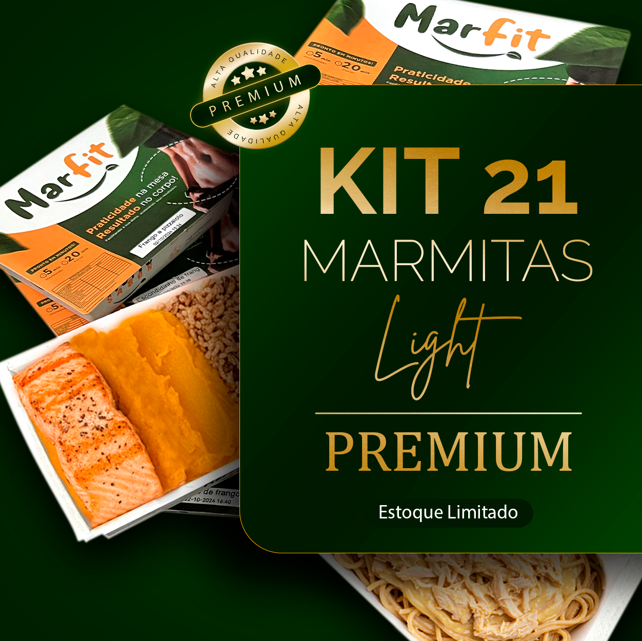 Kit Marmitas Fitness Almoço Premium Emagrecimento 21 DIas