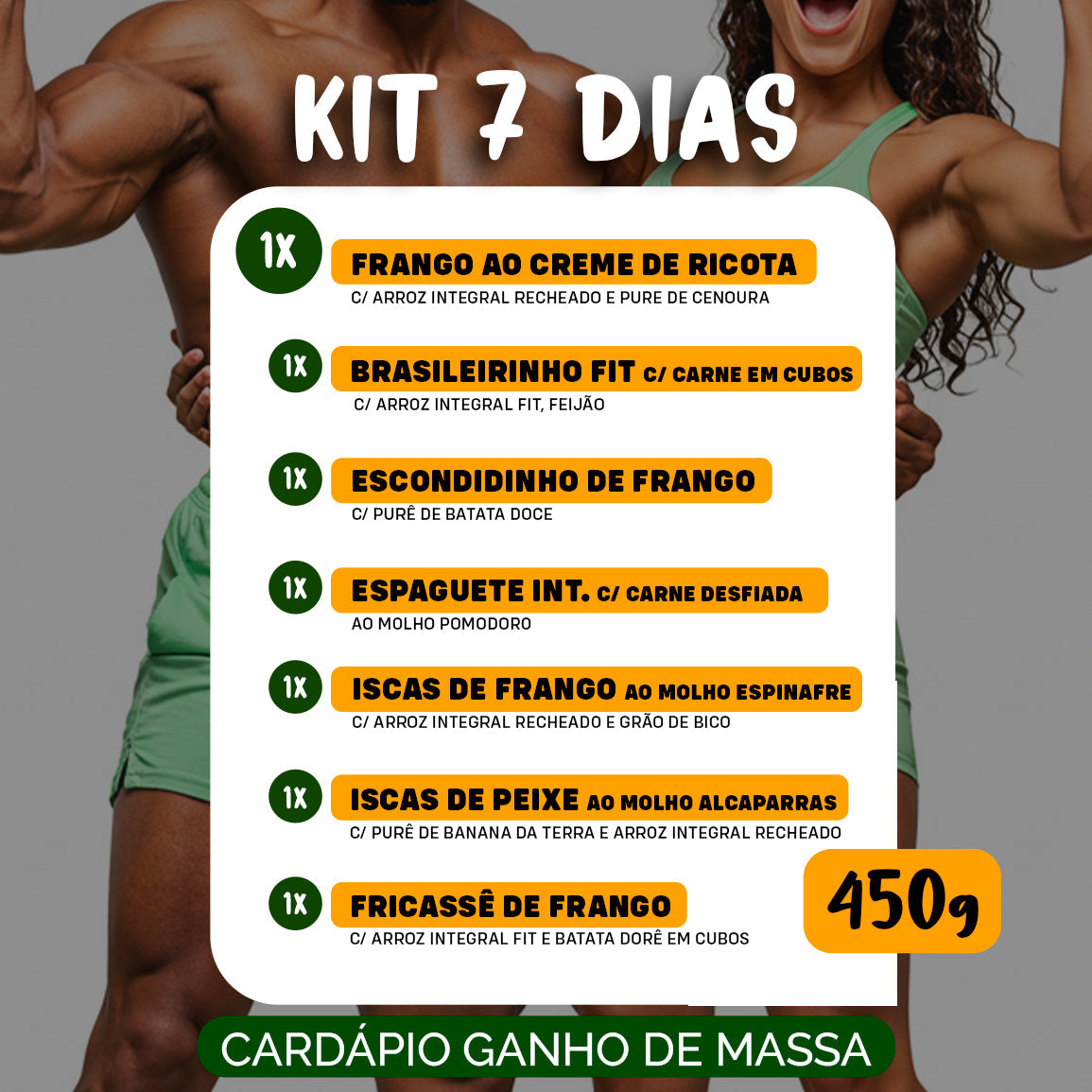 Kit Marmitas Fitness Almoço Turbinado 7 Dias - 450g