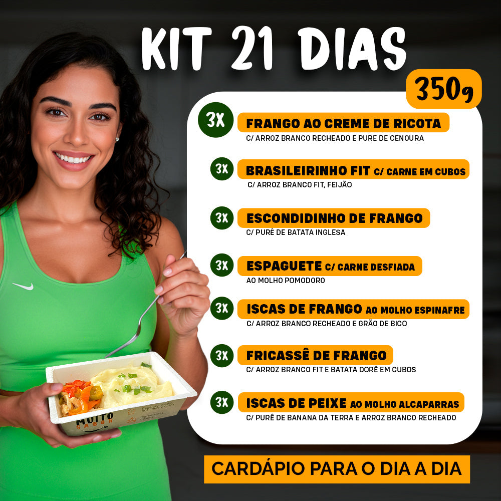 Kit Marmitas Fitness Almoço Dia a Dia 21 DIas - 350G